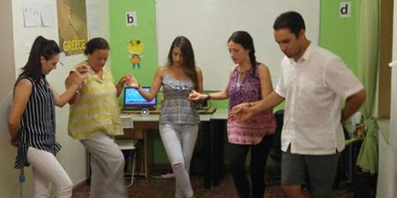 Learning traditional Cretan dance